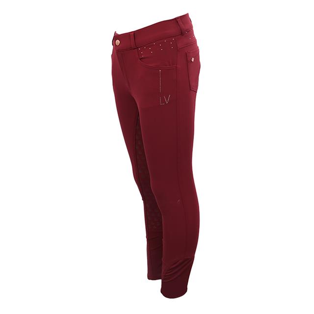Paardrijbroek La Valencio LVWilhelmina Full Grip Kids Donkerrood