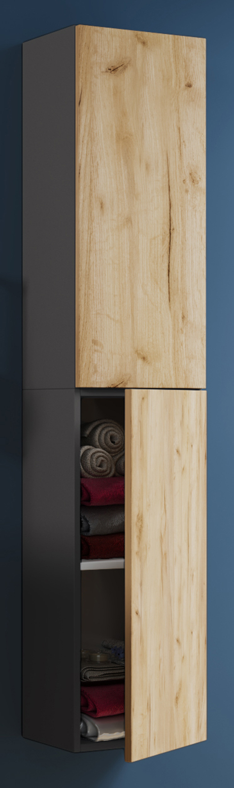 Hochschrank LENDAS - Honig Eiche-anthrazit - 33x150 cm