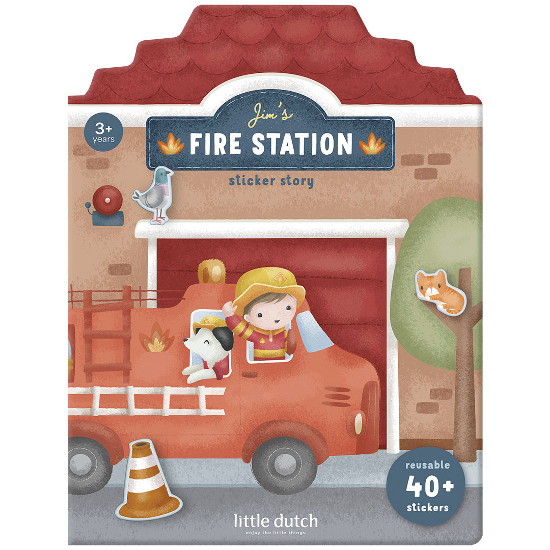 little dutch herbruikbare stickers jim's fire station