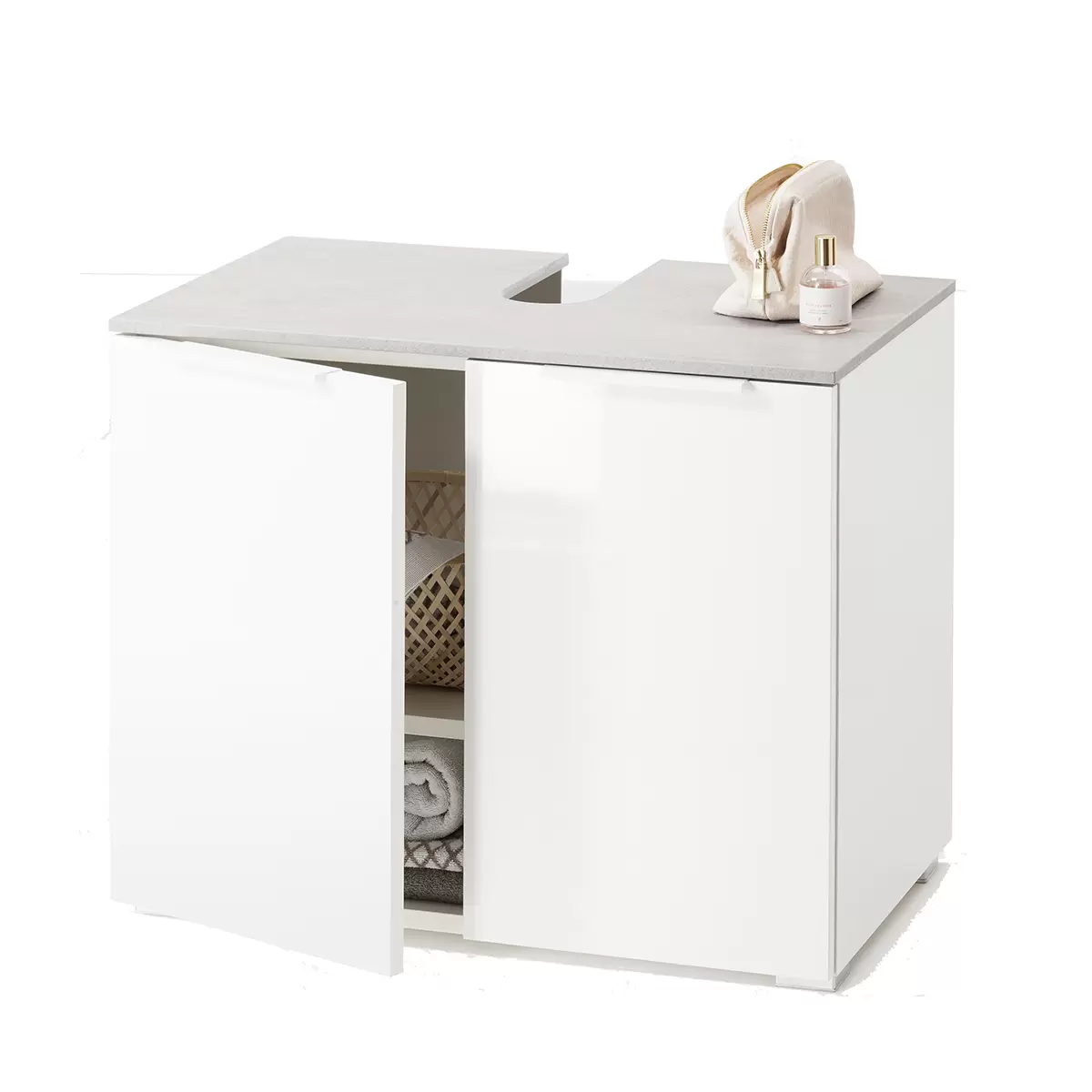 Waschbeckenunterschrank Galaverna Betonoptik,weiss