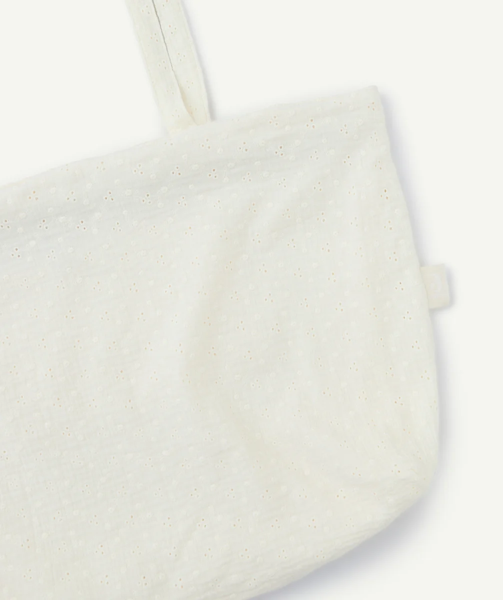 JOLLEINTOTE BAG ÉCRU BRODÉ ET AJOURÉ