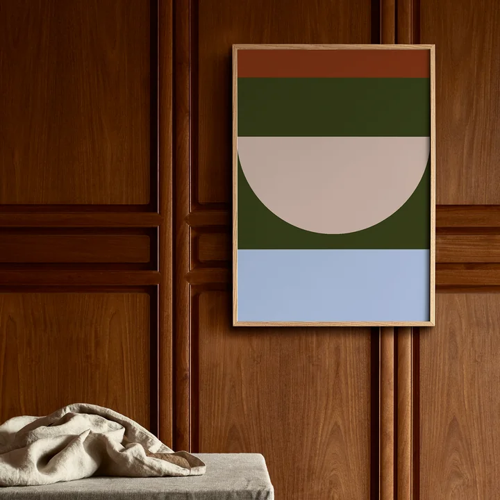 Paper Collective - Half Circles I Poster, 30 x 40 cm, blau