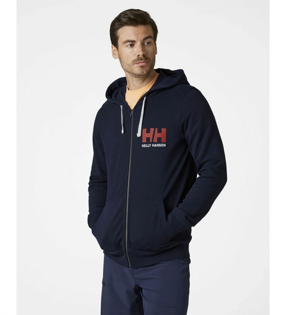Moletom Helly Hansen HH Logo com zíper frontal, azul marinho