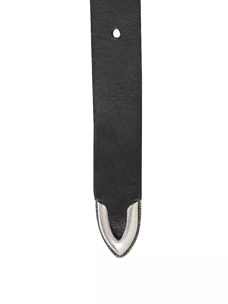 NUDIE JEANS Ledergürtel WESTERN SILVER BELT schwarz