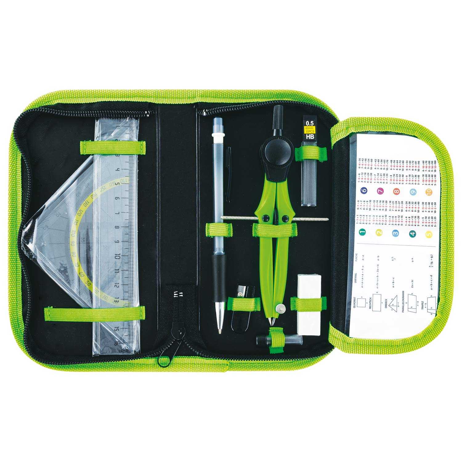 STYLEX® Zirkel-Etui Geometrie-Set 10teilig 3fach