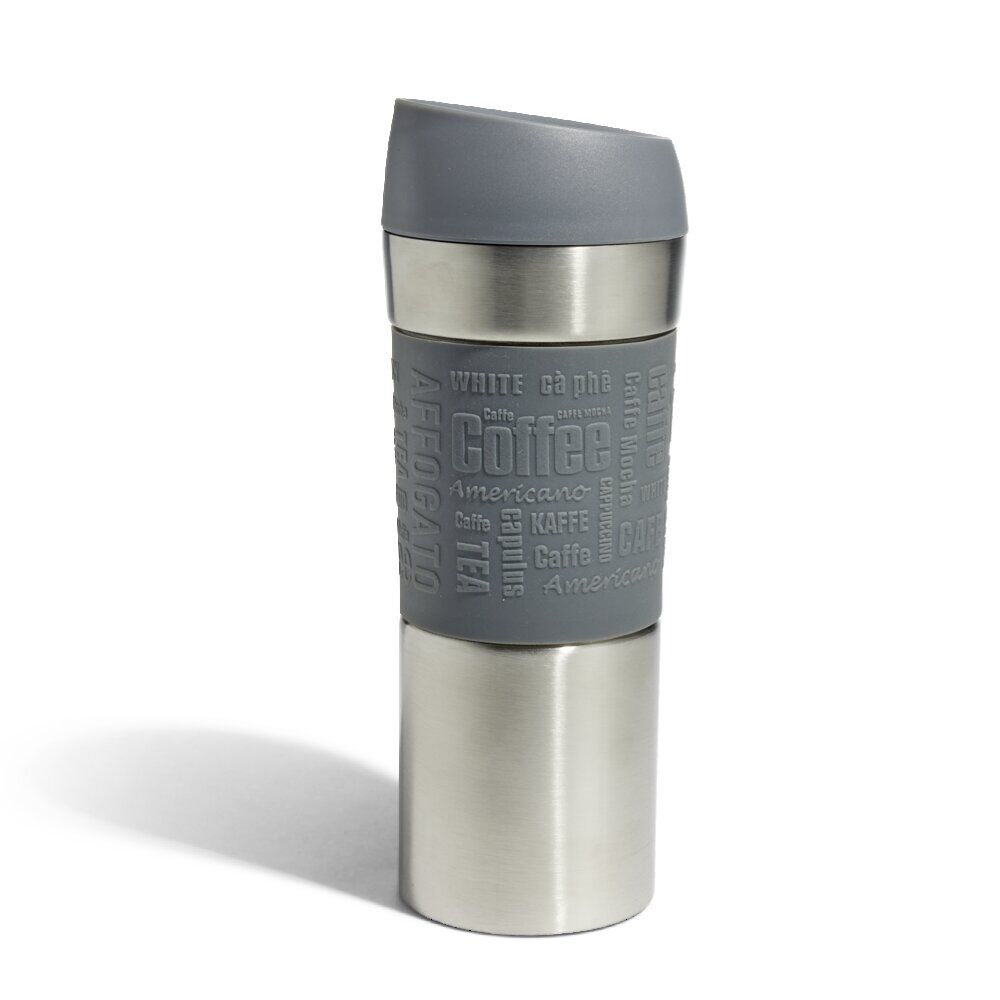 Mug isotherme en inox avec paroi isolante en silicone gris 350ml