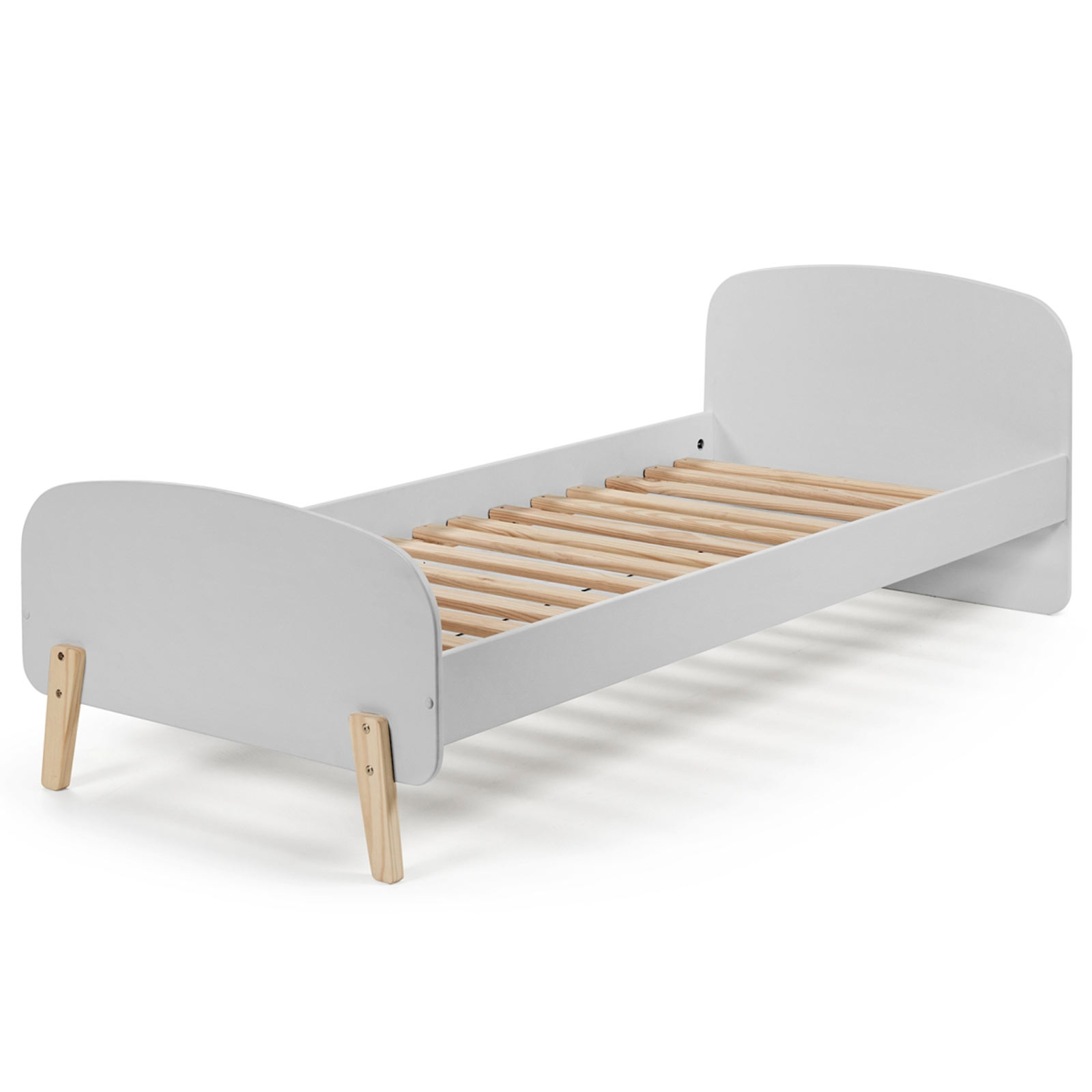 Einzelbett KIDDY - hellgrau-Kiefer massiv - 90x200 cm
