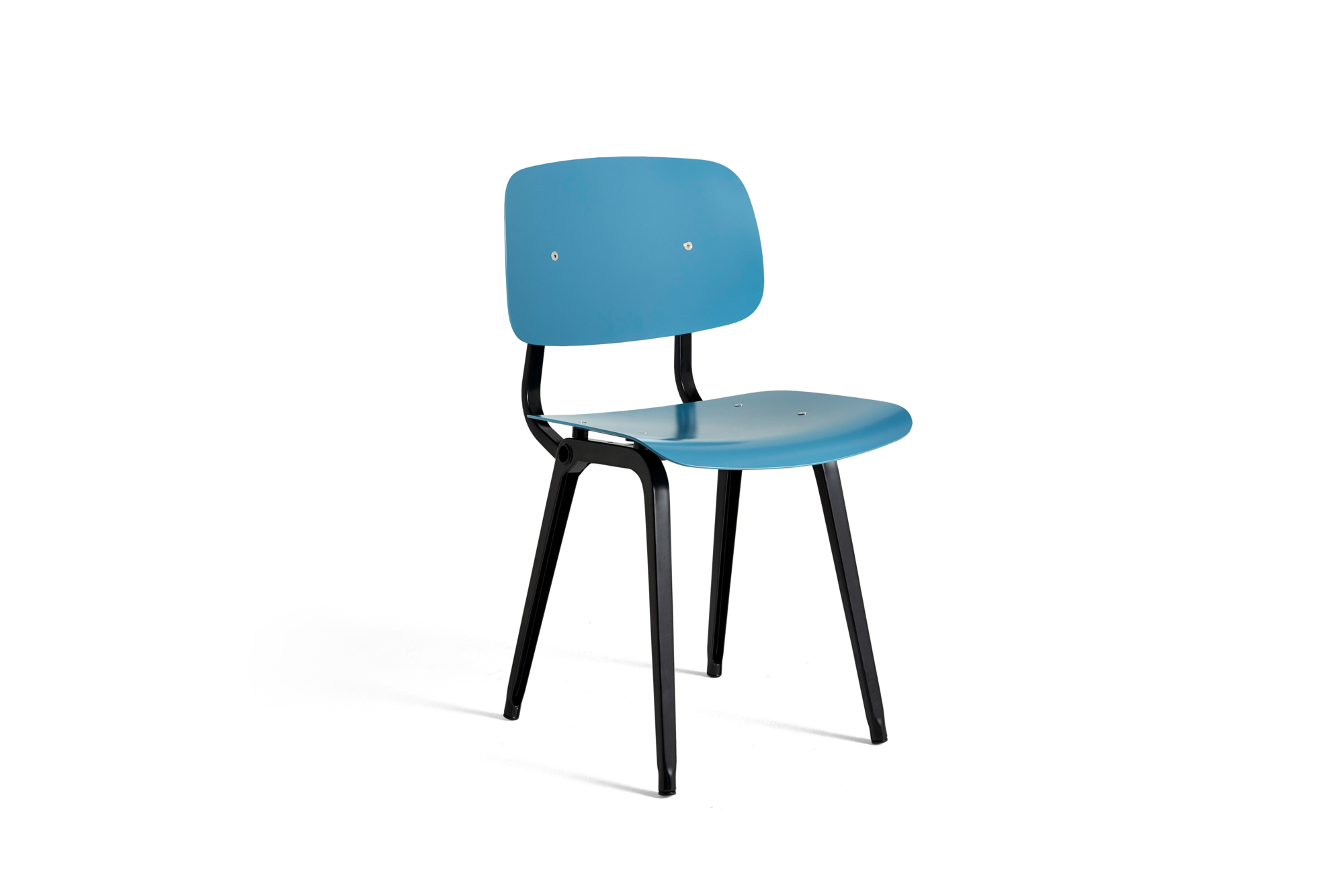 Eetkamerstoel Revolt met zwart onderstel azure blue