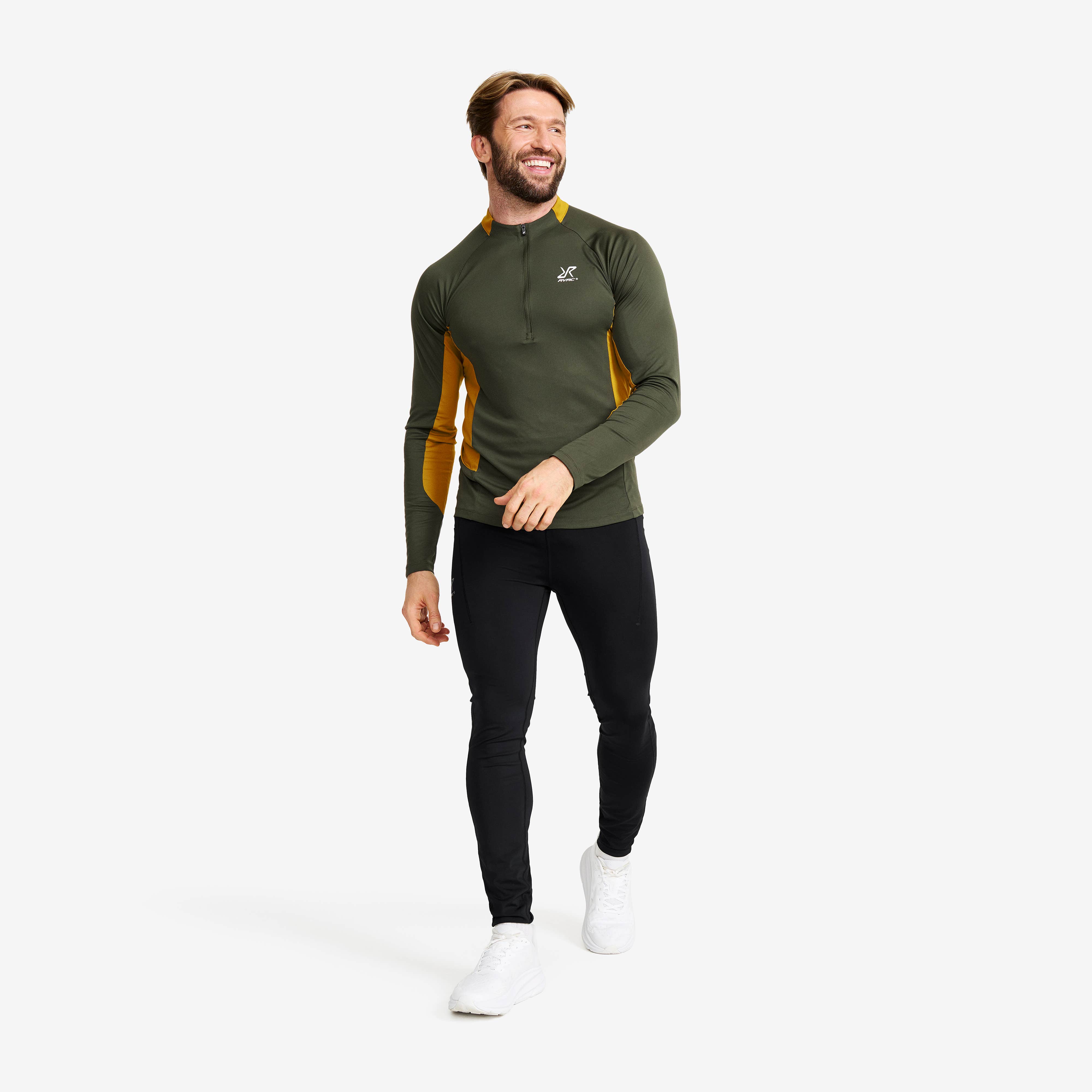 Force Light Half-zip Top Herre Forest Night/Golden Palm