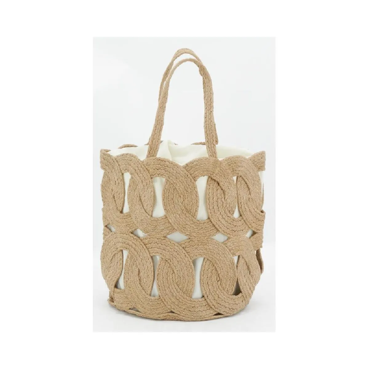 Aubry Gaspard Sac Jute Ajouré Doublé Coton