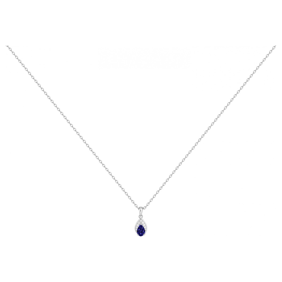 Collier mono-motif en Argent avec spinelle bleu saphir