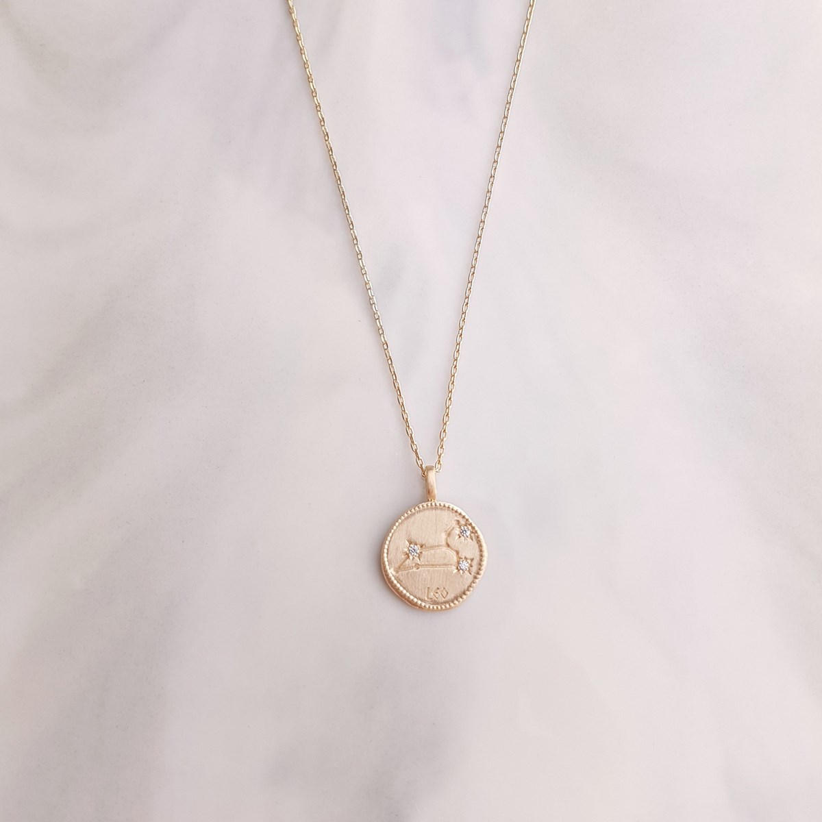 Collier Plaqué Or Signe Astrologique Zodiaque Pendentif Constellation Lion