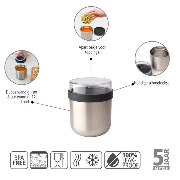 Brabantia Make & Take isoleerbeker lunch 0,5 liter - Dark Grey