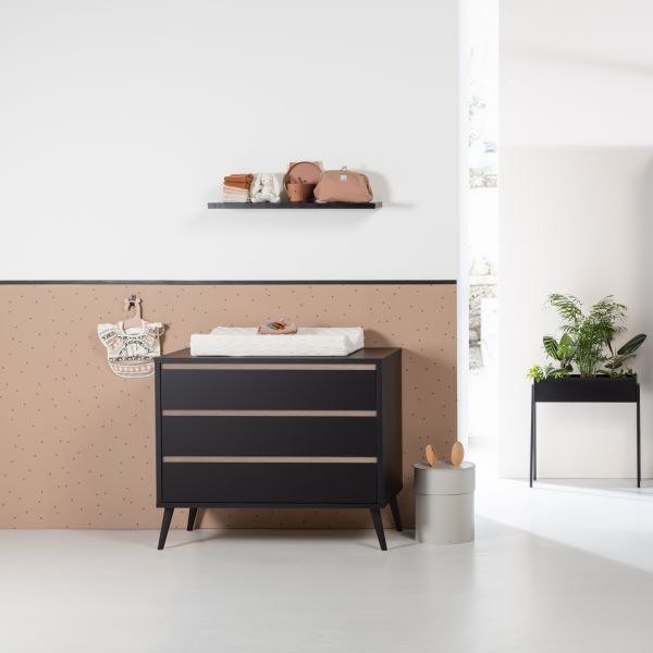 Europe Baby Sterre Babykamer Zwart / Oak | Bed 70 x 140 cm   Commode