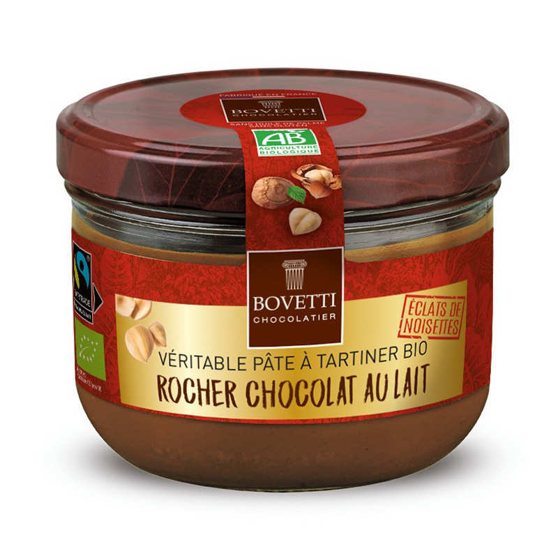 Pâte à tartiner bio rocher chocolat au lait et éclats de noisettes