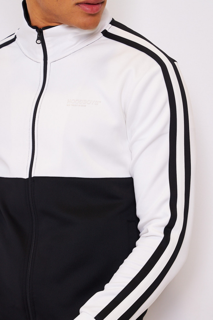 Ensemble bicolore noir/blanc veste + pantalon de jogging