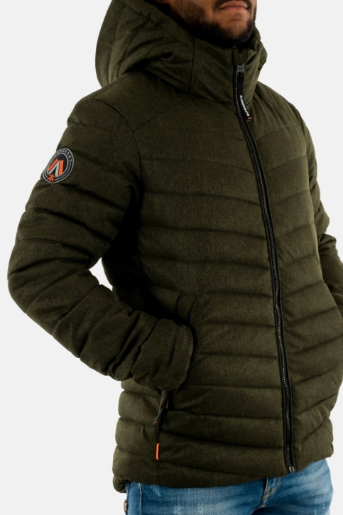 Doudounes superdry hooded tweed fuji padded 1ls army khaki green marl