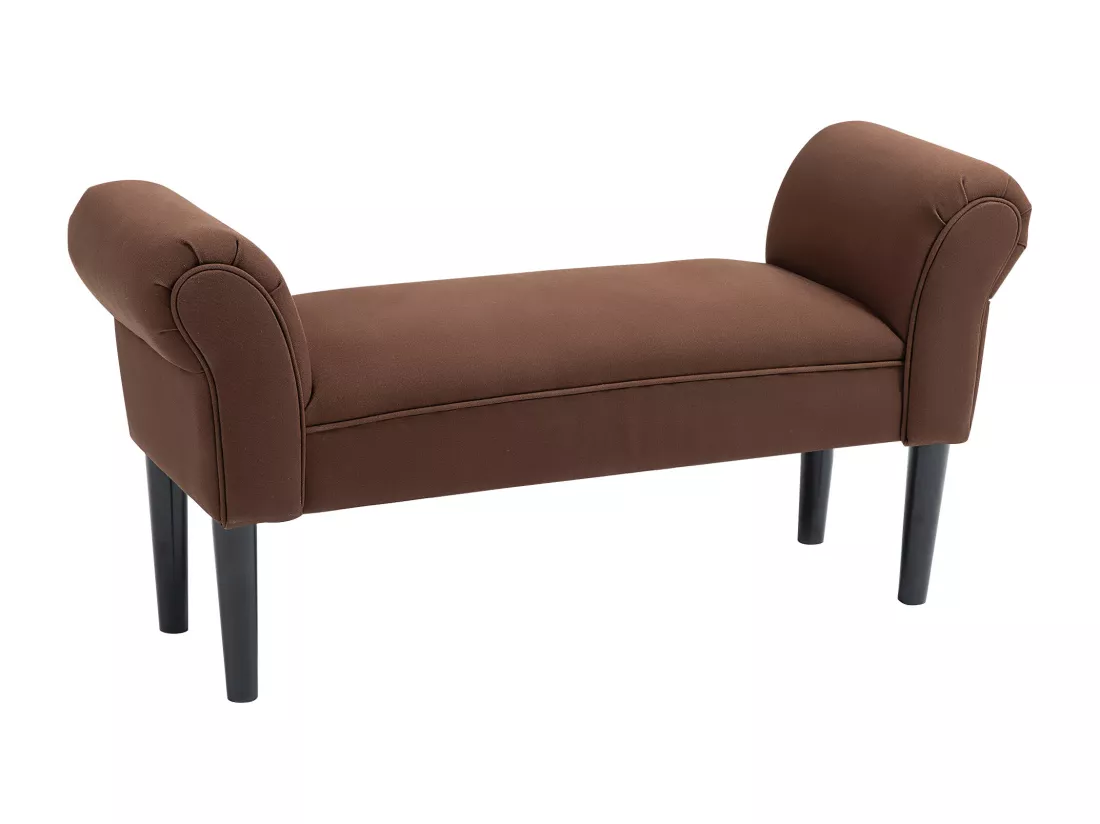 Banc banquette design contemporain accoudoirs courbés grand confort 102L x 31l x 51H cm chocolat