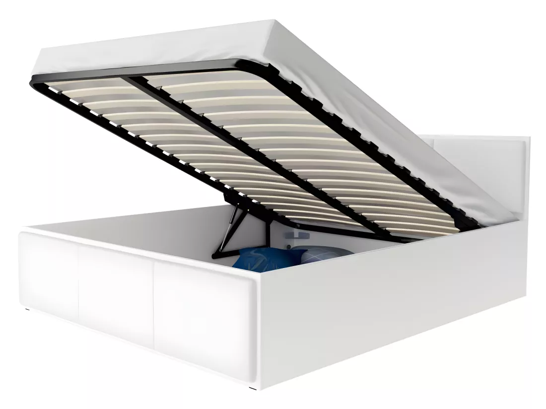 Lit Panama T 140x190 + coffre - Sommier inclus Blanc - blanc