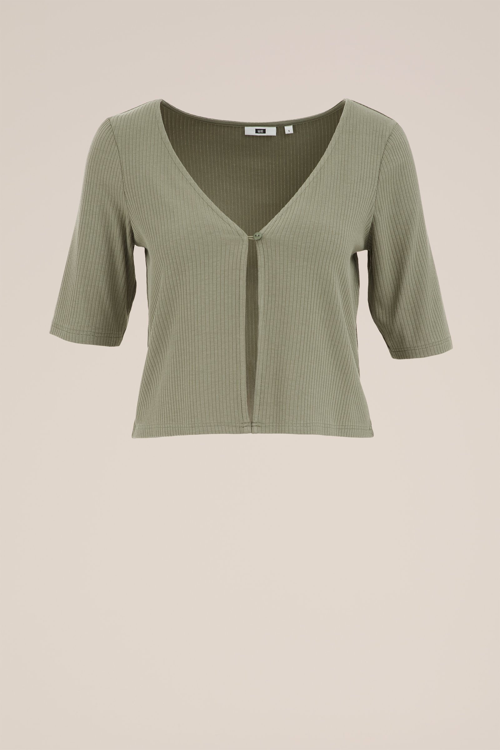 vest van ribstof WE Fashion Olijfgroen
