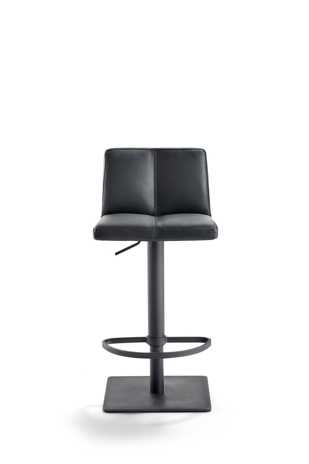 Barhocker MY TIMO I Drehgestell schwarz Lederbezug schwarz