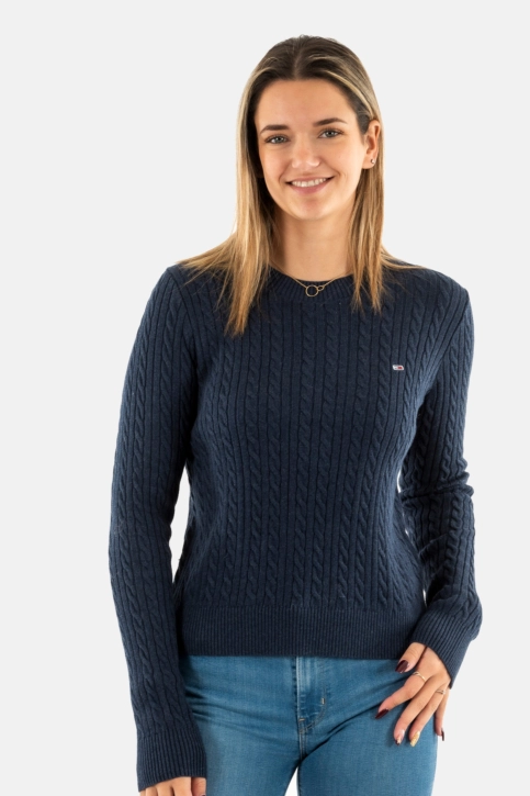 Pull hiver tommy jeans cable essential dro dark night navy melange