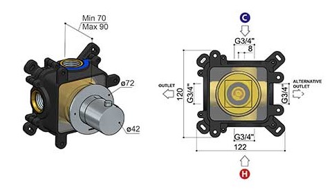 Hotbath Cobber inbouwbox horizontaal CB7001H