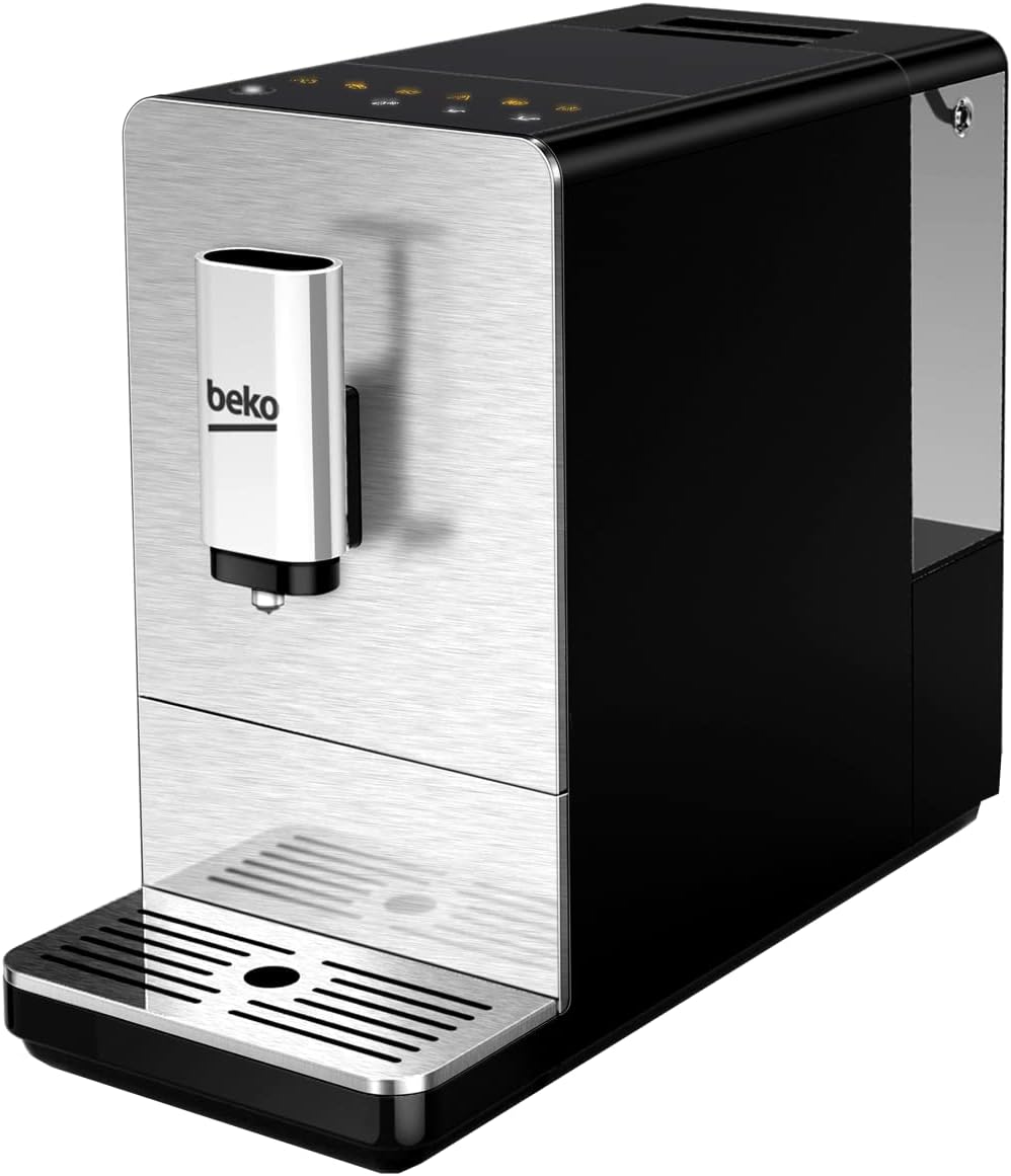 BEKO, Machine à café, expresso automatique, 1350 W / 19 bars, Capacité café : 125 g, Capacité eau : 1,4L, Système autonettoyant, 5 niveaux de broyage, Arrêt automatique, Façade Inox Brossé