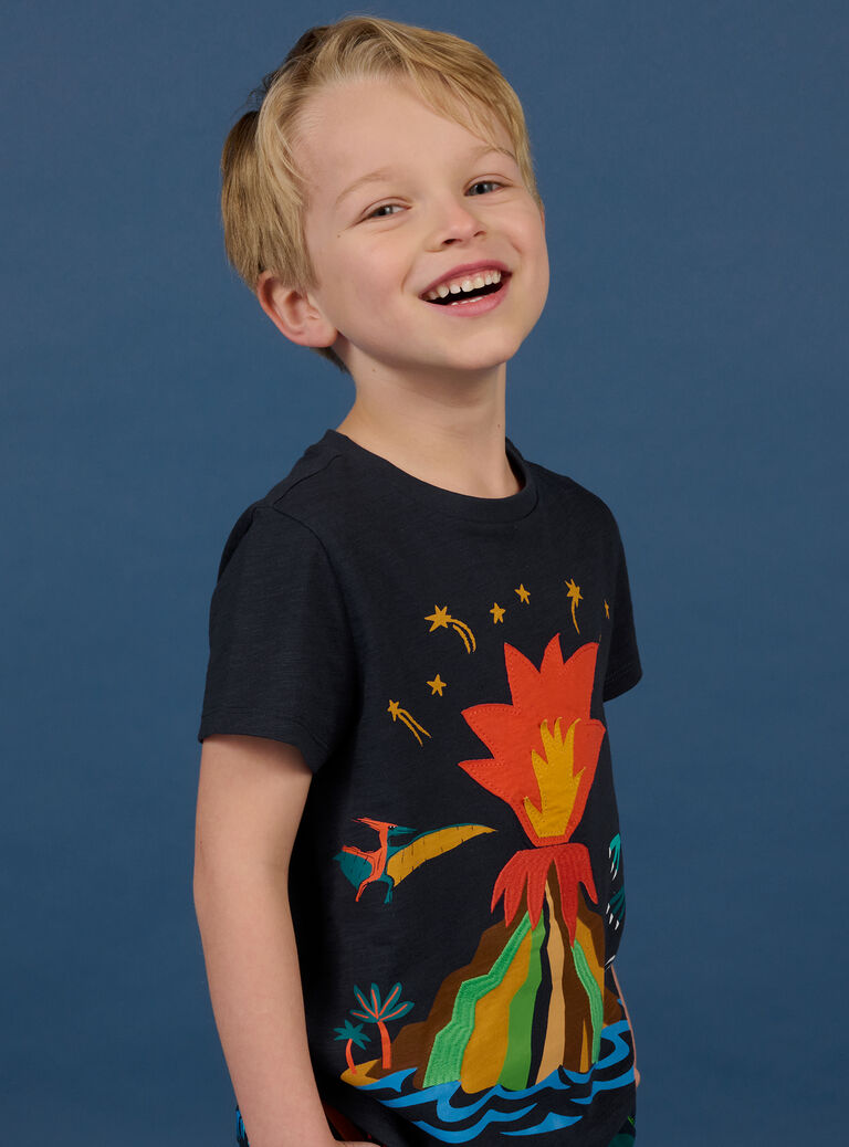 T-shirt à motif fantaisie manches courtes bleu nuit enfant garçon