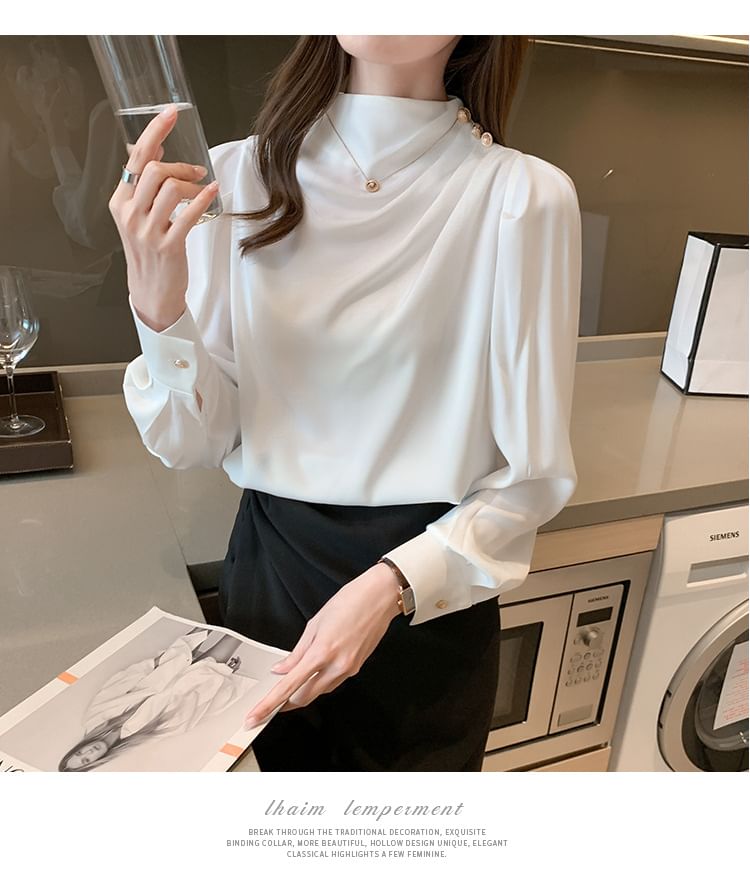 Superduper - Blouse met lange mouwen en col