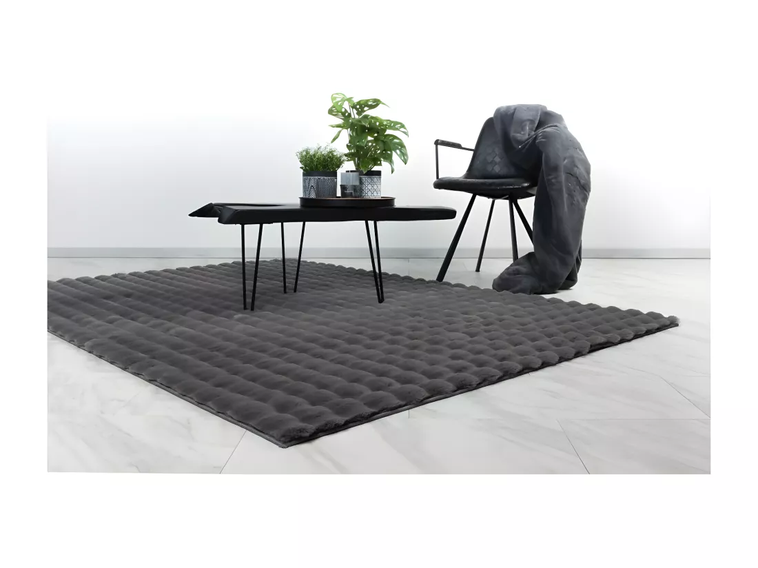 Tapis 150x80cm, design H008Y coloris graphite - Confort et élégance pour votre intérieur