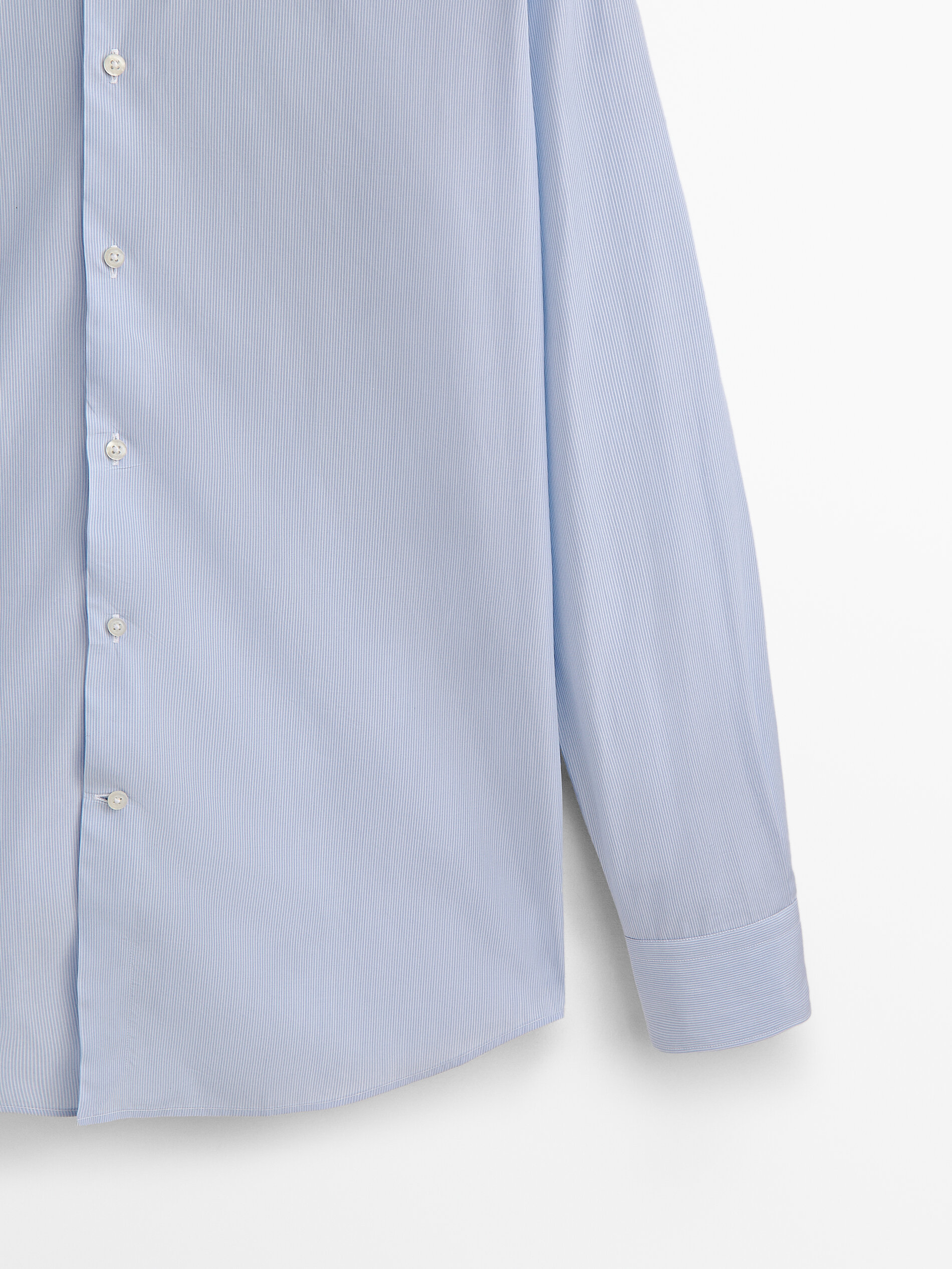 Camisa Rayas de algodão com corte slim - AZUL CLARO