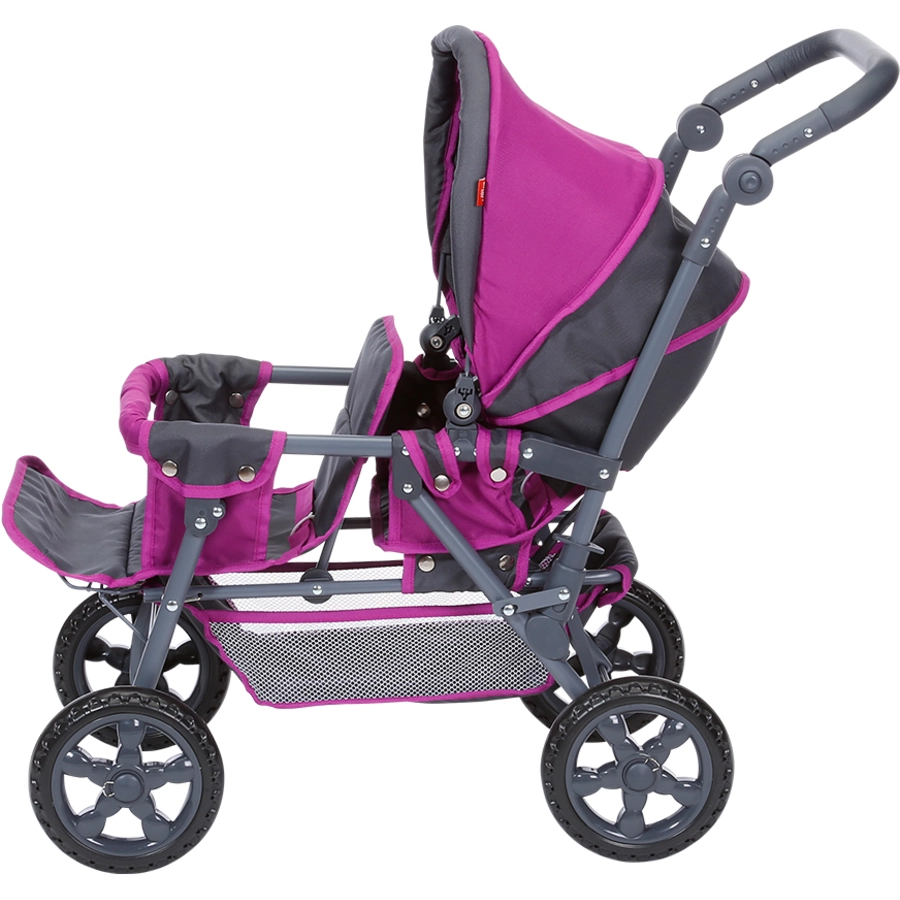 knorr toys® Zwillingspuppenwagen BigTwin - tec purple grau