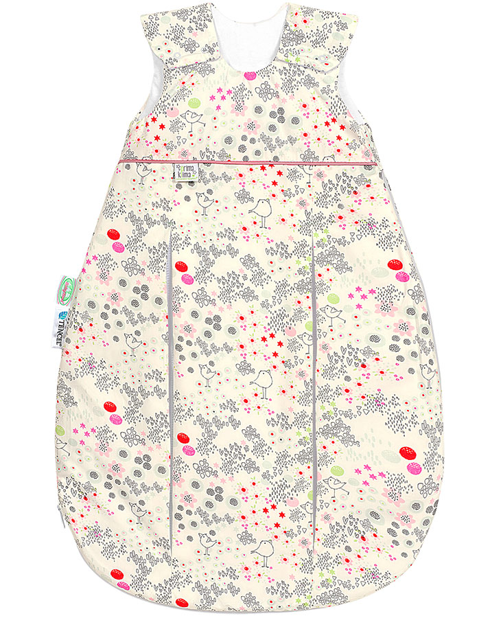 Jersey-Schlafsack BABYNEST® PRIMA KLIMA FLOWER BIRDS in creme/rot
