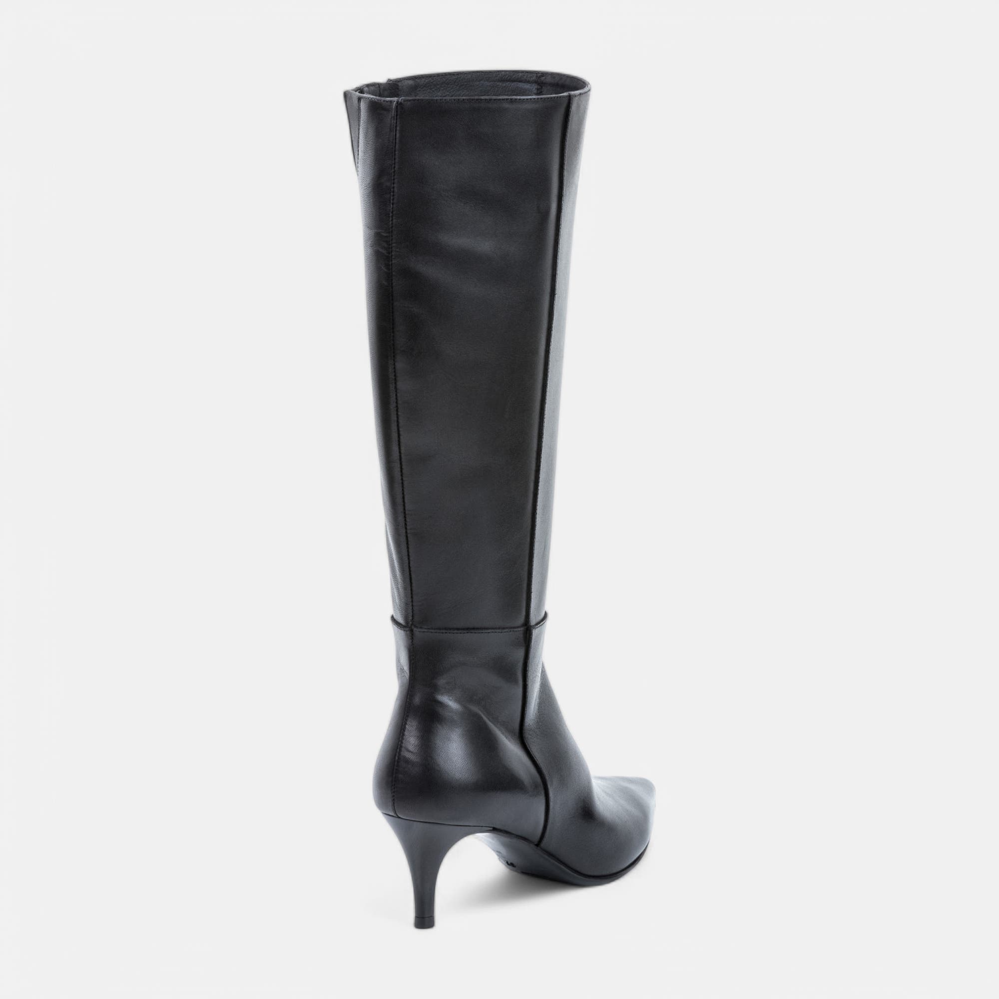 Bottes à talon Femme en cuir noir