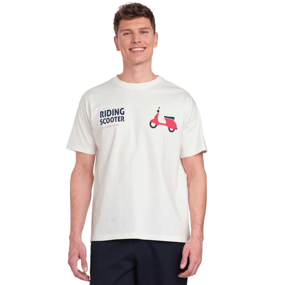 Jonas Nielsen Herren T-Shirt mit Scooter-Print weiss