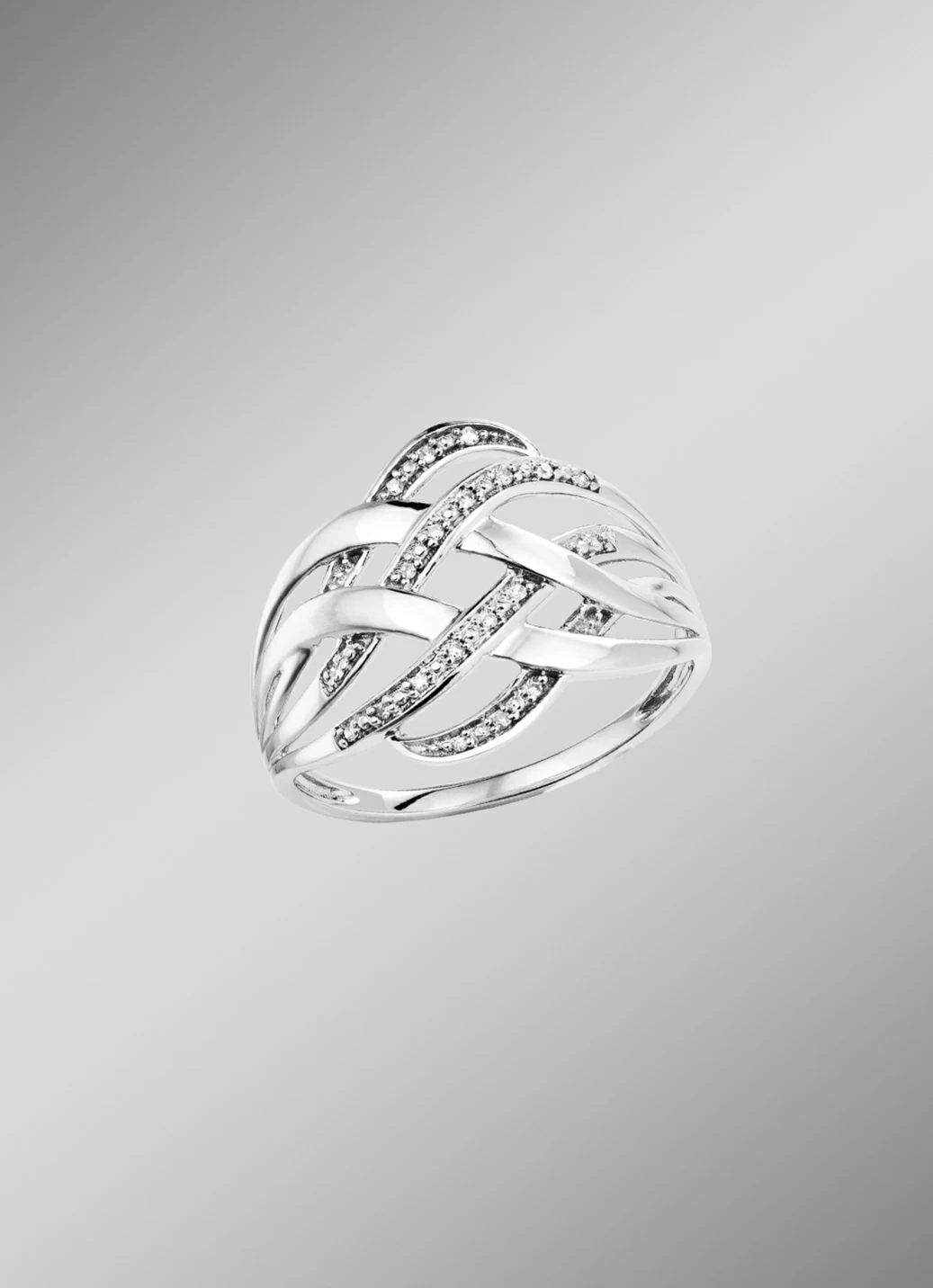 Durchbrochener Damenring mit 19 Diamanten