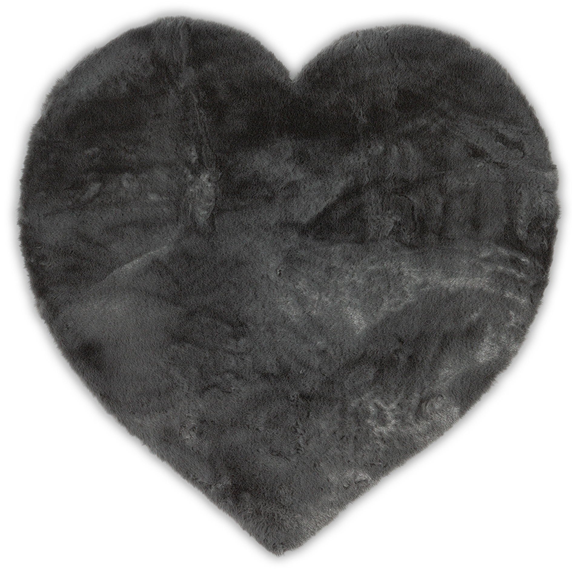 Kunstfellteppich - anthracite - Herzform - 90x90 cm