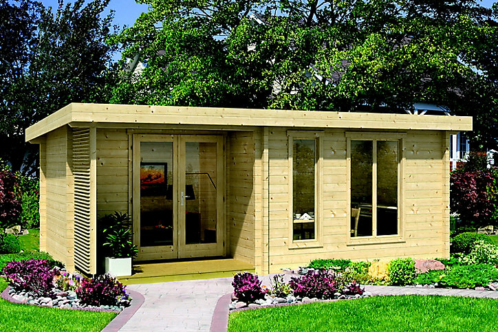 Abri de jardin + plancher Weka 701 en bois coloris brut ép.70 mm surface extérieure 30,15 m²