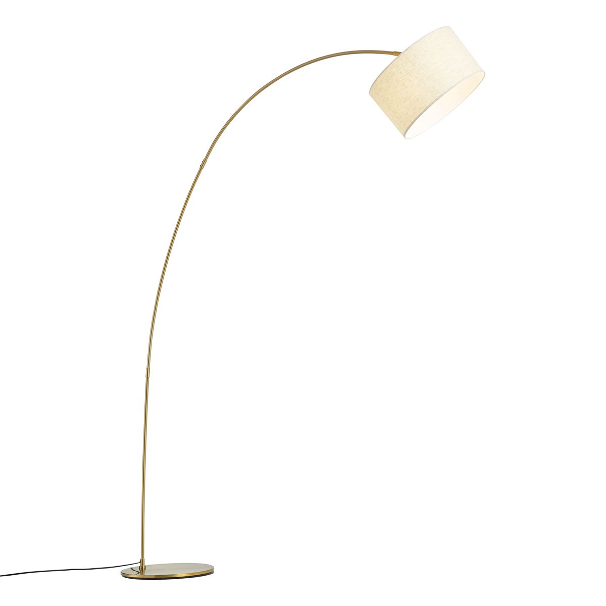 Moderne booglamp messing met beige kap - Vinossa