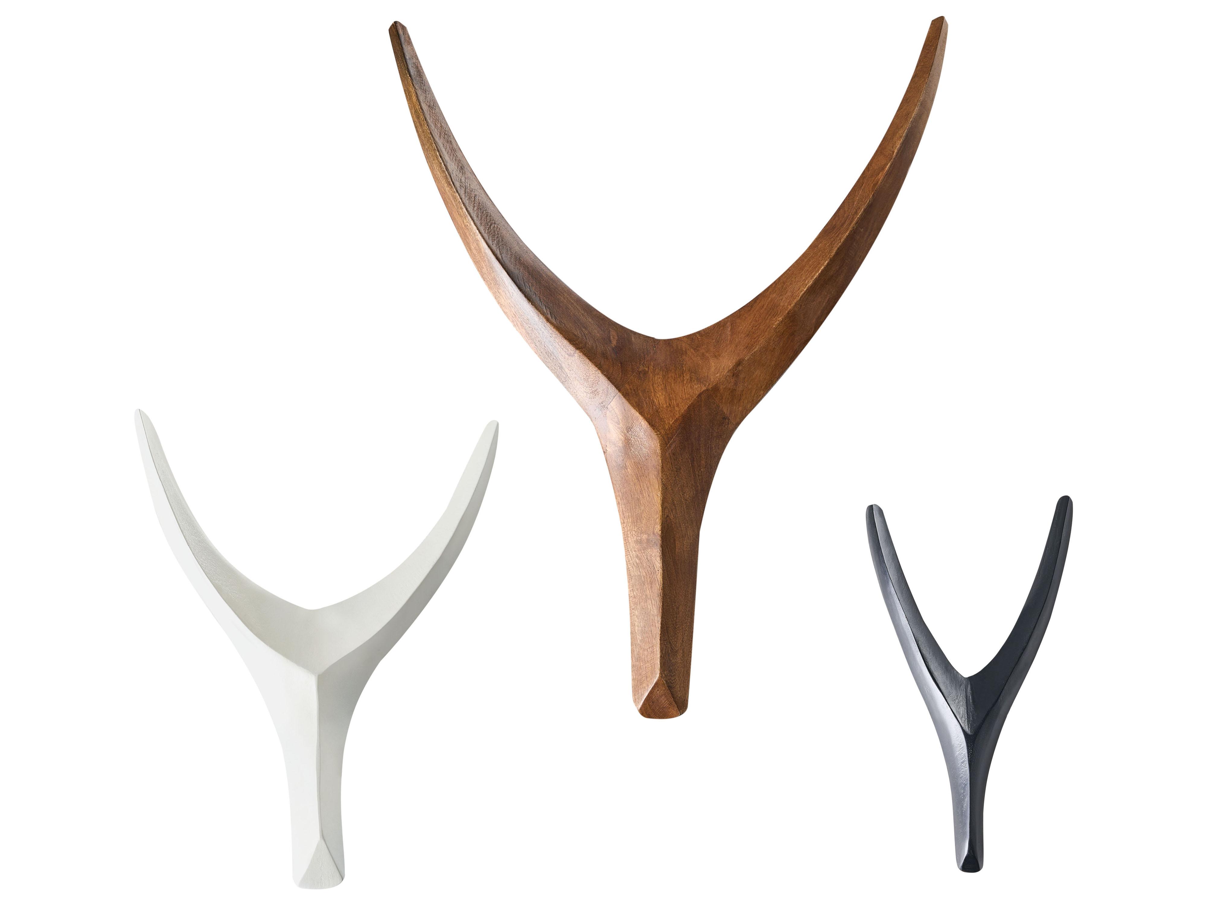 Set van 3 hangende decoraties Eland gewei AUCHI Mangohout 52/30/25 cm Meerkleurig