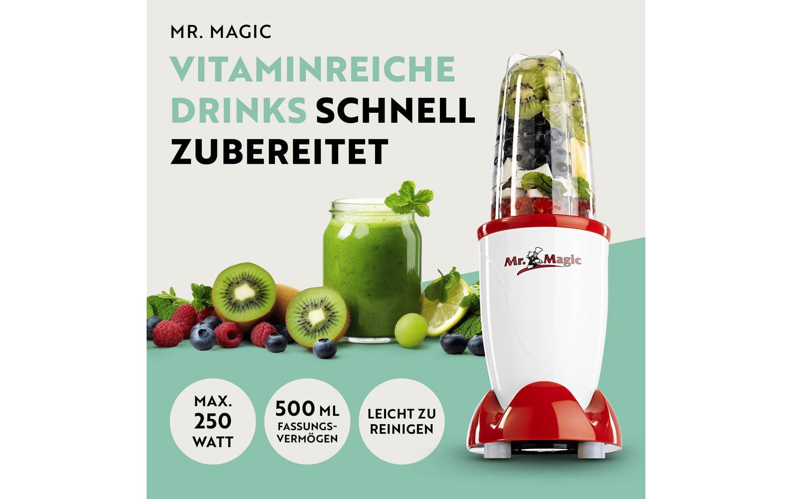 Mr. Magic Mixer Rot/WeissKompakter Smoothie Maker