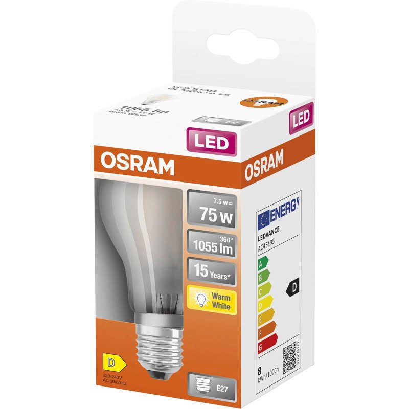 Ampoule Led - E27 - 7,5 W - Standard dépolie