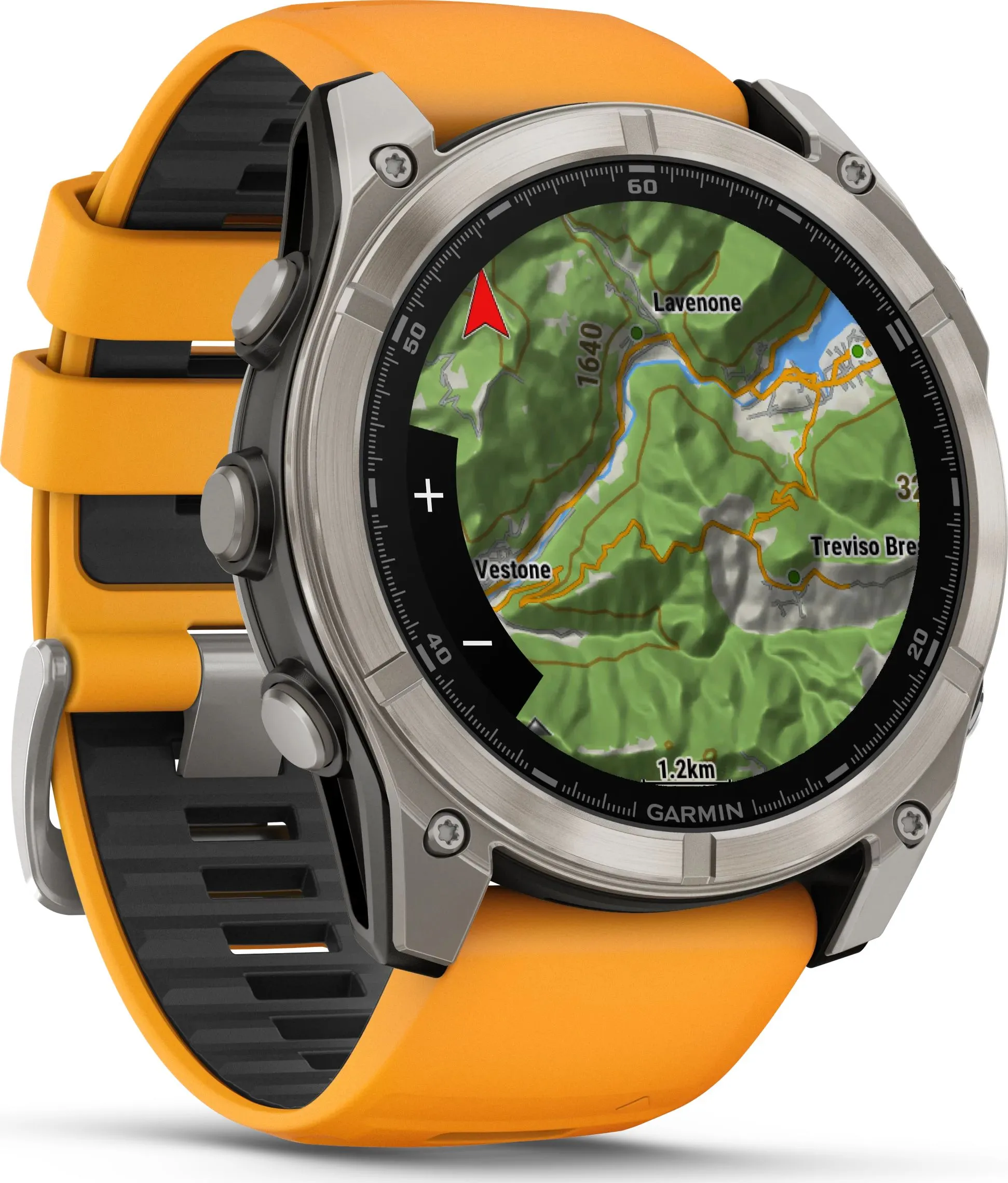 Garmin Fenix 8 Amoled 51mm, Sapphire Titanium - Spark Orange/Graphite Silicone Strap