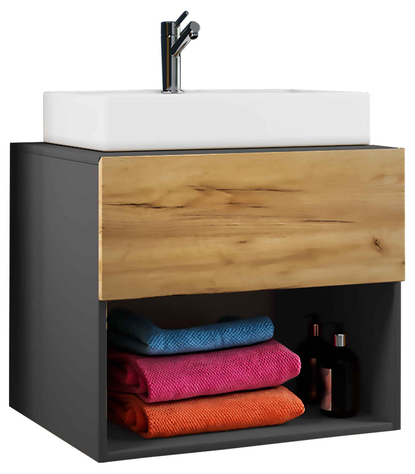Waschtisch LENDAS II - anthrazit-Honig-Eiche - 60 cm