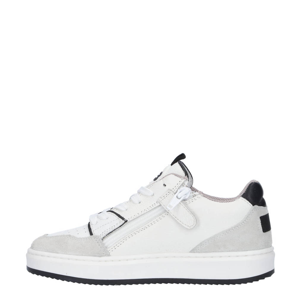 Hip leren sneakers wit/blauw