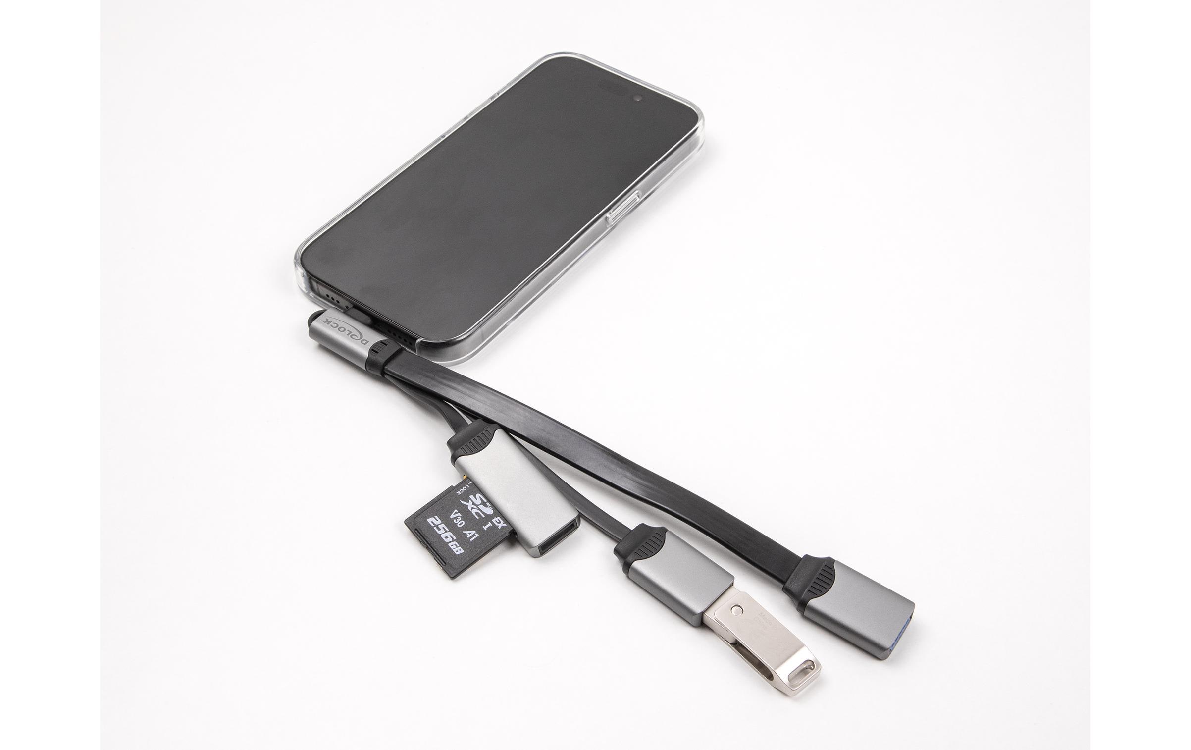 USB Hub 5 Gbps2-Port USB-Hub mit SD- und Micro-SD-Kartenleser