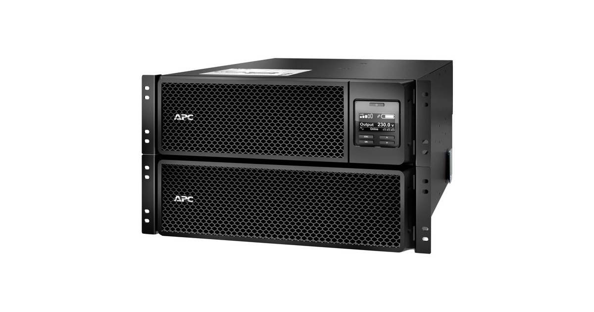 APCSmart-UPS On-Line 8000VA noodstroomvoeding ups  (Zwart, 6x C13, 4x C19, hardwire 1 fase uitgang, rackmountable, Embedded NMC, SRT8KRMXLI)