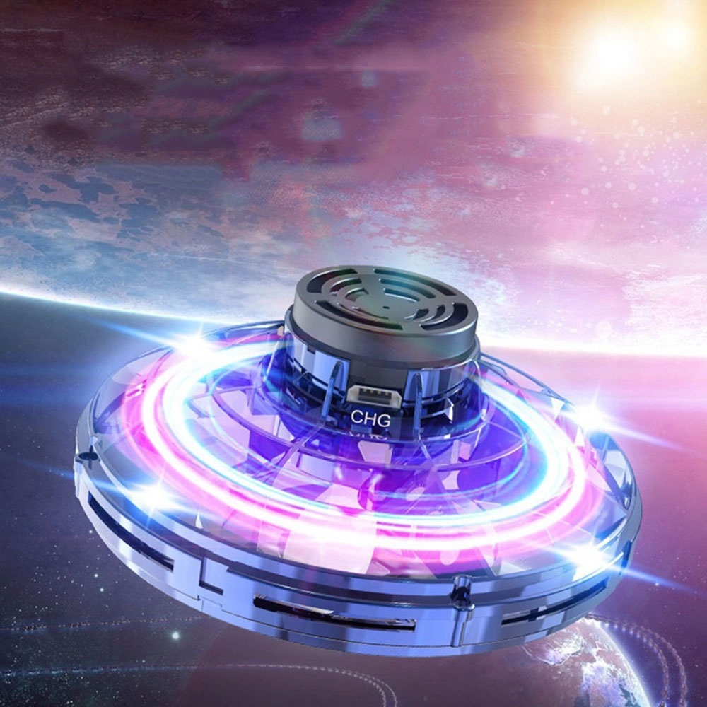 Selbstfliegende 3D Quadrocopter UFO Drohne Flugkreisel Spielzeug LED Blinklicht - Schwarz