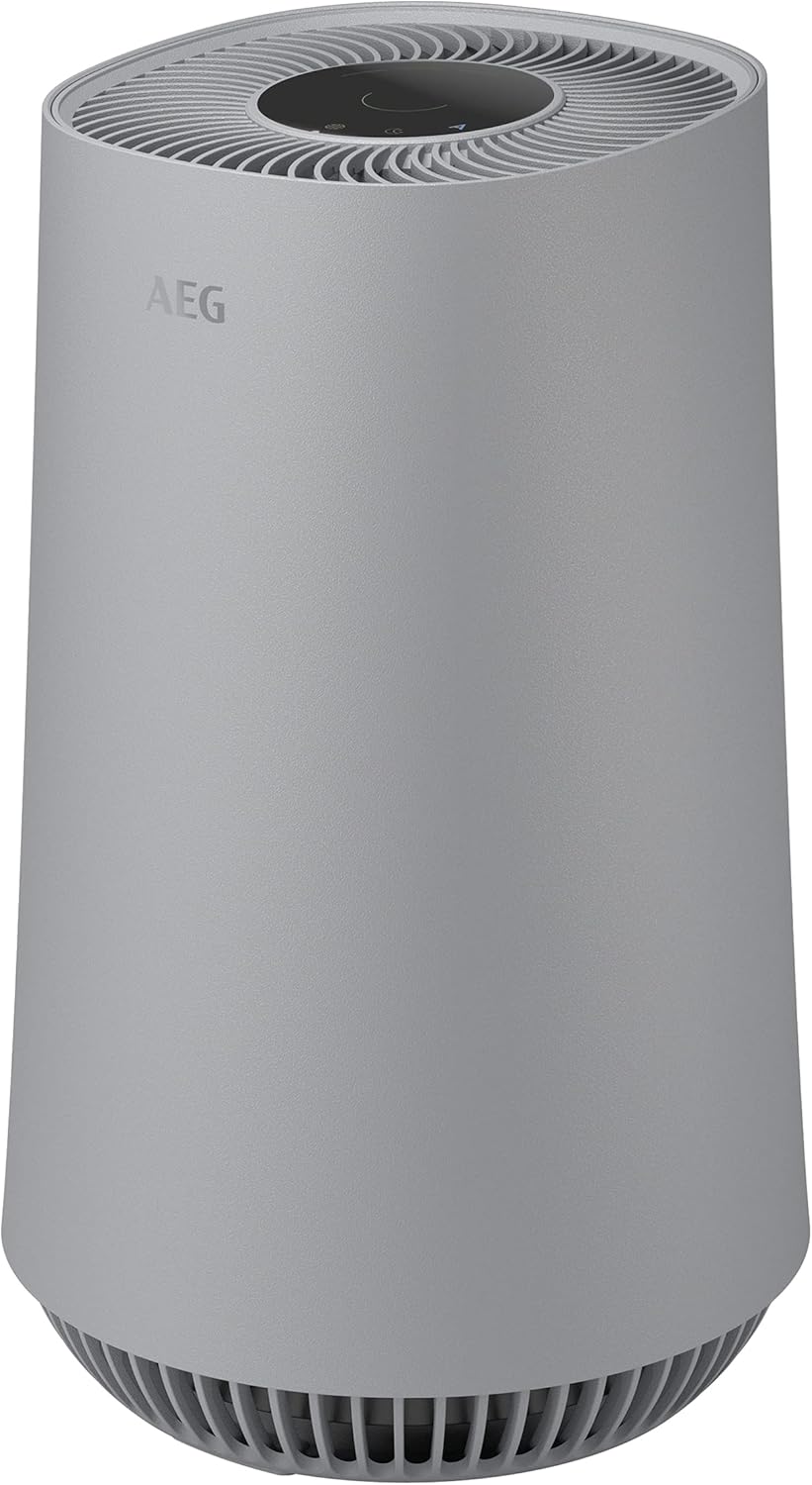 AEG AX31-201GY Luftreiniger (Antibakterieller Filter, Beseitigt 99,6% Bakterien aus der Luft, LED-Display, WiFi-App, Luftstrom bis zu 40 m², Automatikmodus, Silent 26dB) - Grau